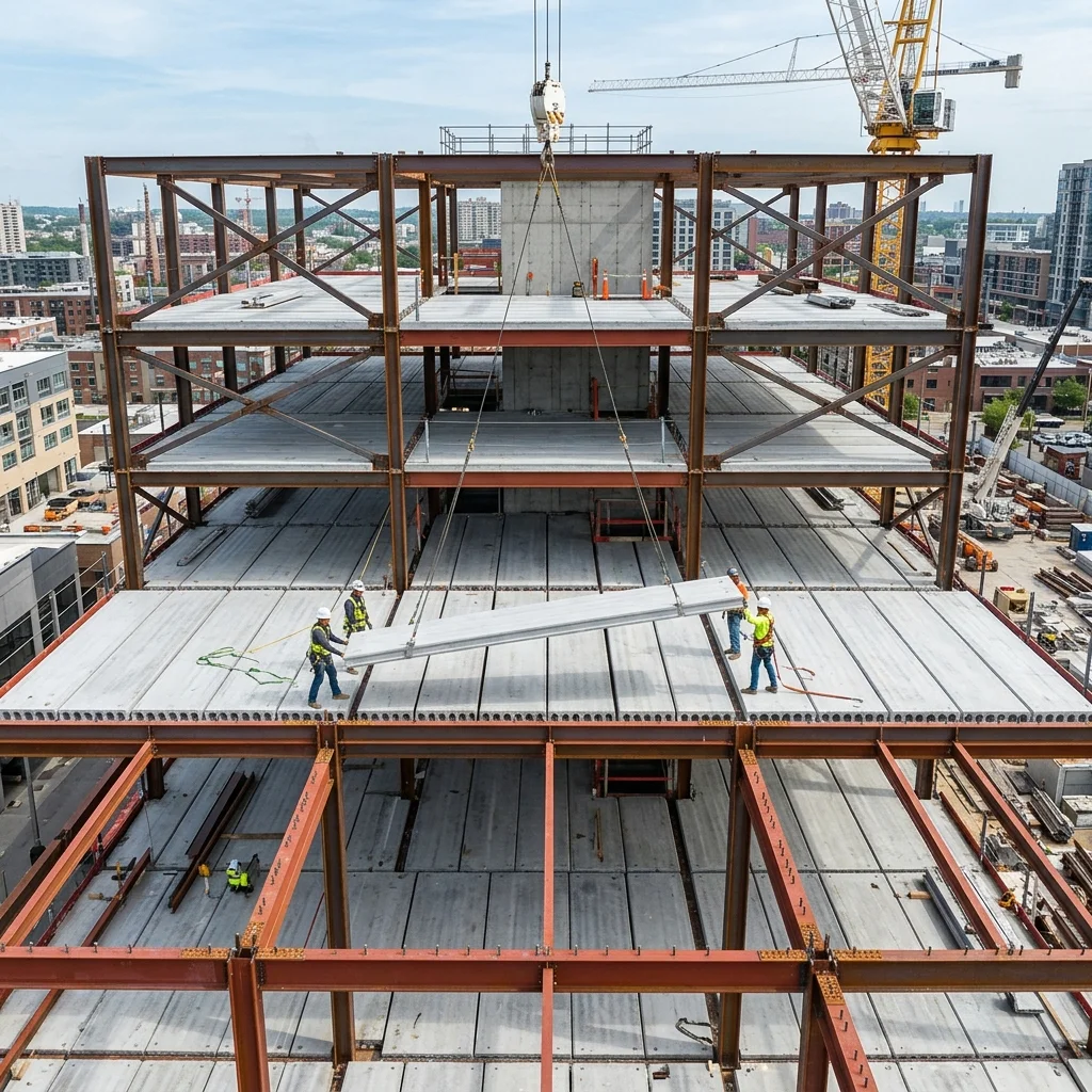 GOGER floor slab panel — composite installation
