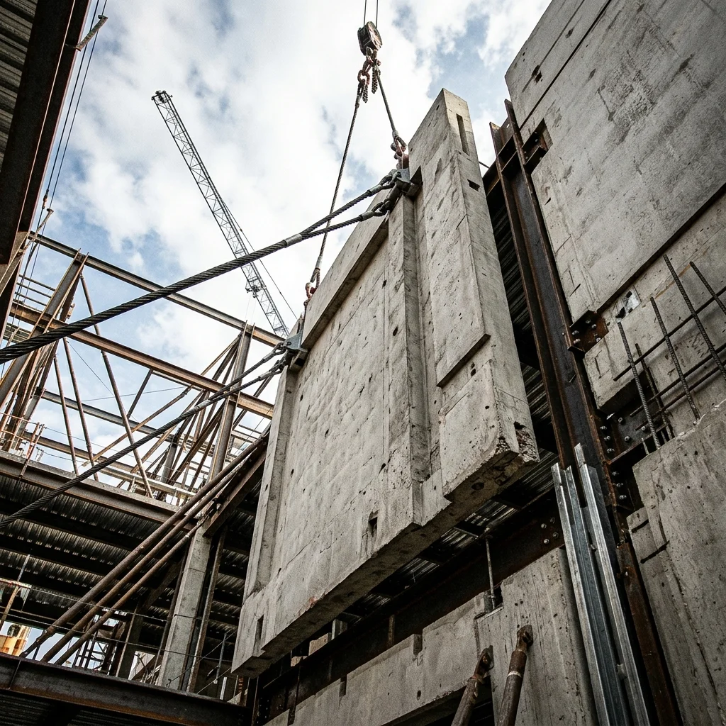 GOGER panel installation with crane on site