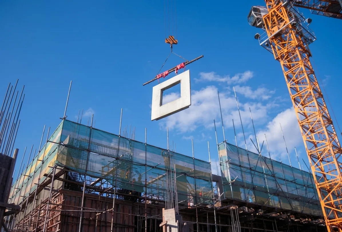 GOGER panel assembly at scale — factory-engineered precision no traditional masonry can match